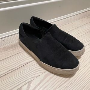 Vince Warren Platform Slip-On Sneakers, Black Suede, Size 11